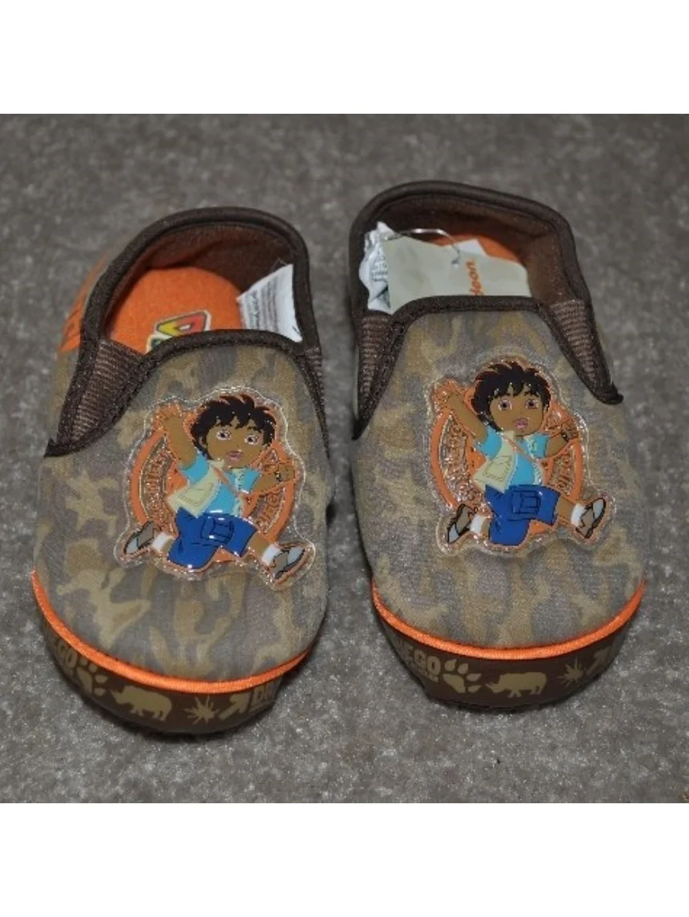 Go Diego Go Slippers 5/6 Toddler Brown Terry Slip On Non Slip Nick Jr.
